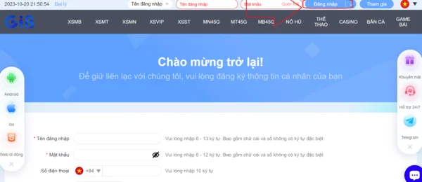 Thực hiện theo hướng dẫn đăng nhập Gi8