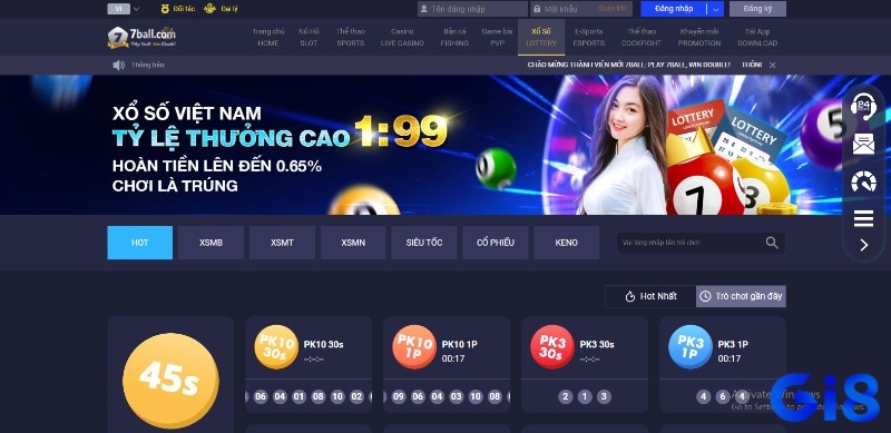 Tỷ lệ ăn cược xổ số, số đề tại 7Ball cao hơn đáng kể so với đối thủ khác