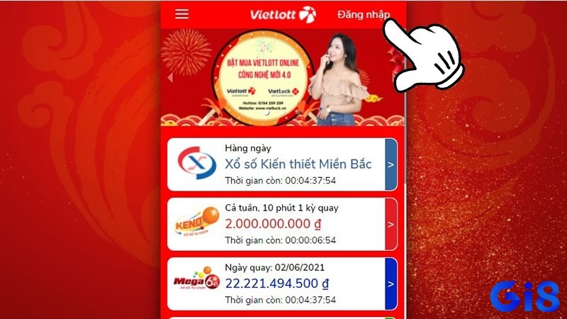 Truy cập muavietlott.com rồi đăng nhập